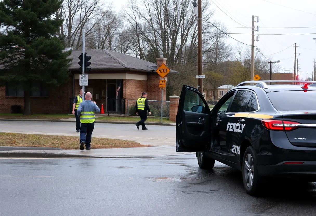 Emergency responders at the scene of a hit-and-run incident.