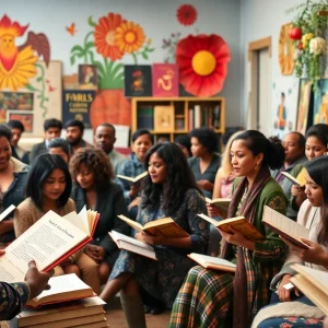 Community gathering celebrating literary arts in Lexington