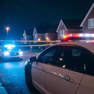 Police car at a shooting investigation site in Lexington