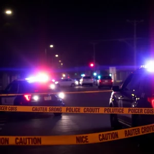 Police officers investigating a shooting scene in Lexington, Kentucky