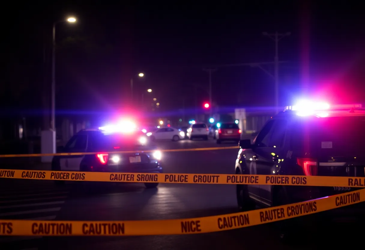 Police officers investigating a shooting scene in Lexington, Kentucky