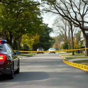 Police car at a shooting incident in Lexington