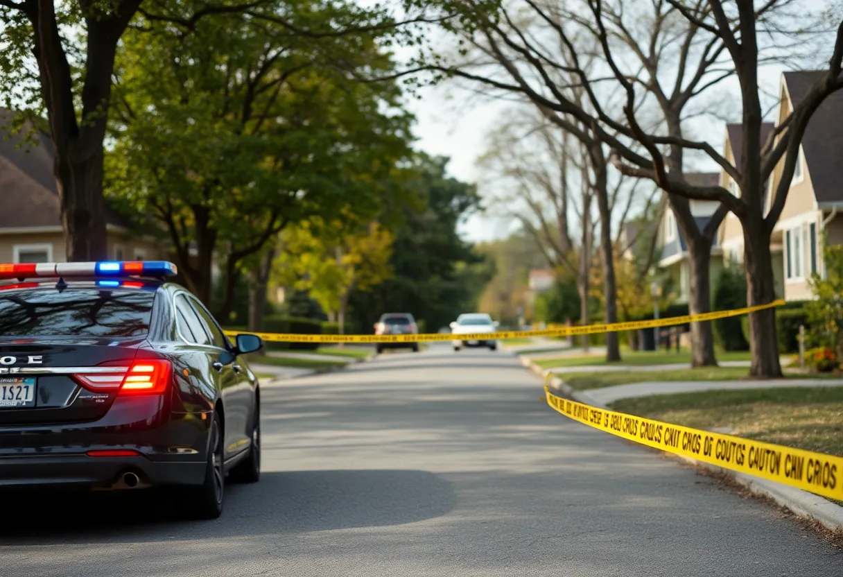 Police car at a shooting incident in Lexington