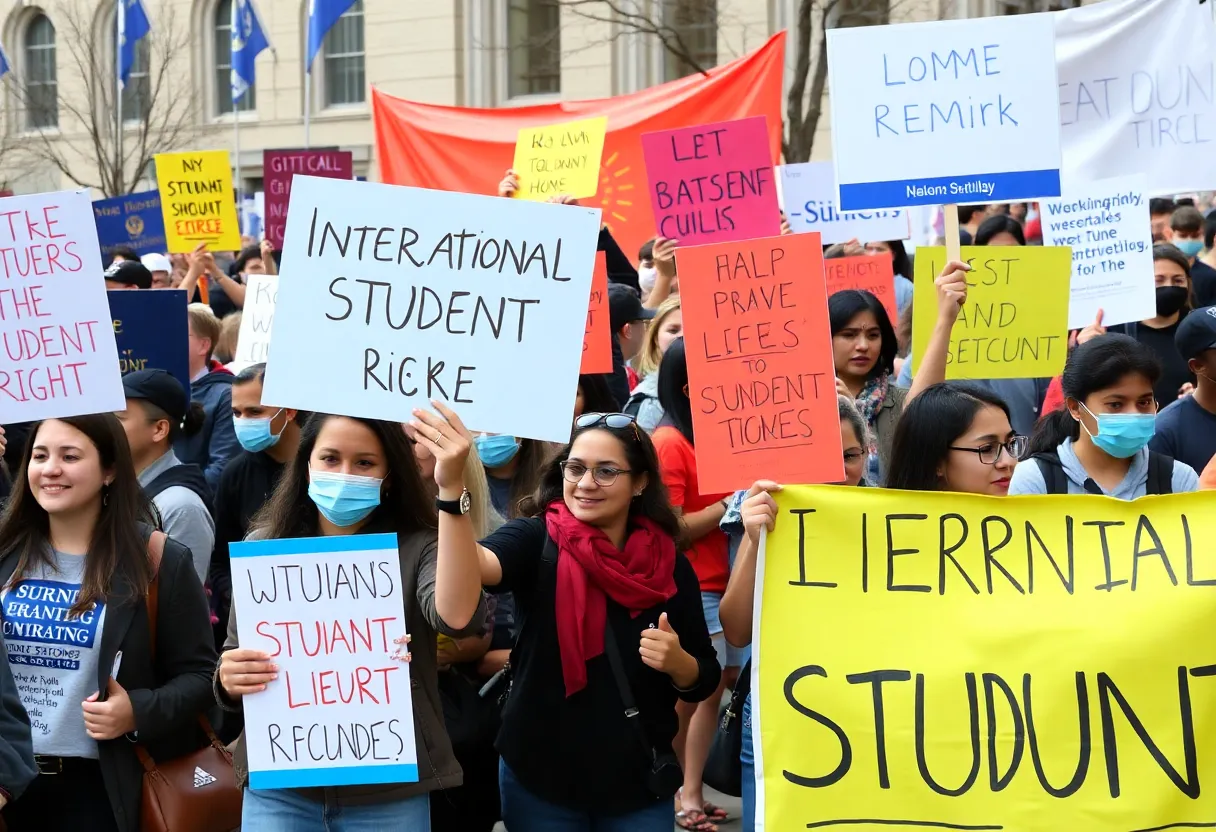 Students at a protest supporting international peers at the University of Kentucky.