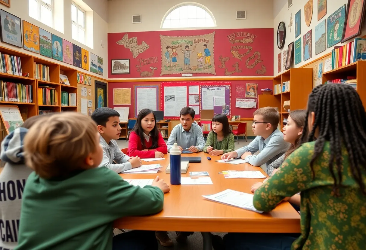 Students discussing the name change of Lexington Traditional Magnet School.