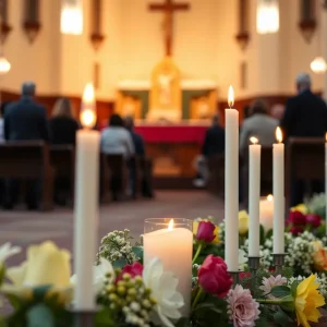 Community members paying tribute at a memorial for Pope Francis.