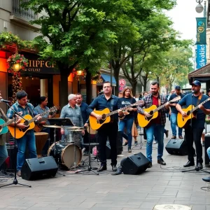 Musicians performing live at various venues in Lexington during Month of Music