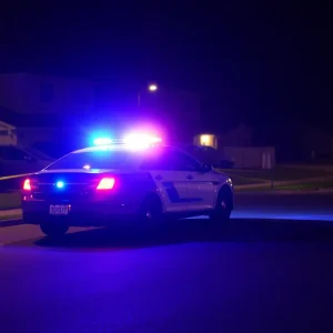 Police car at a crime scene in Lexington