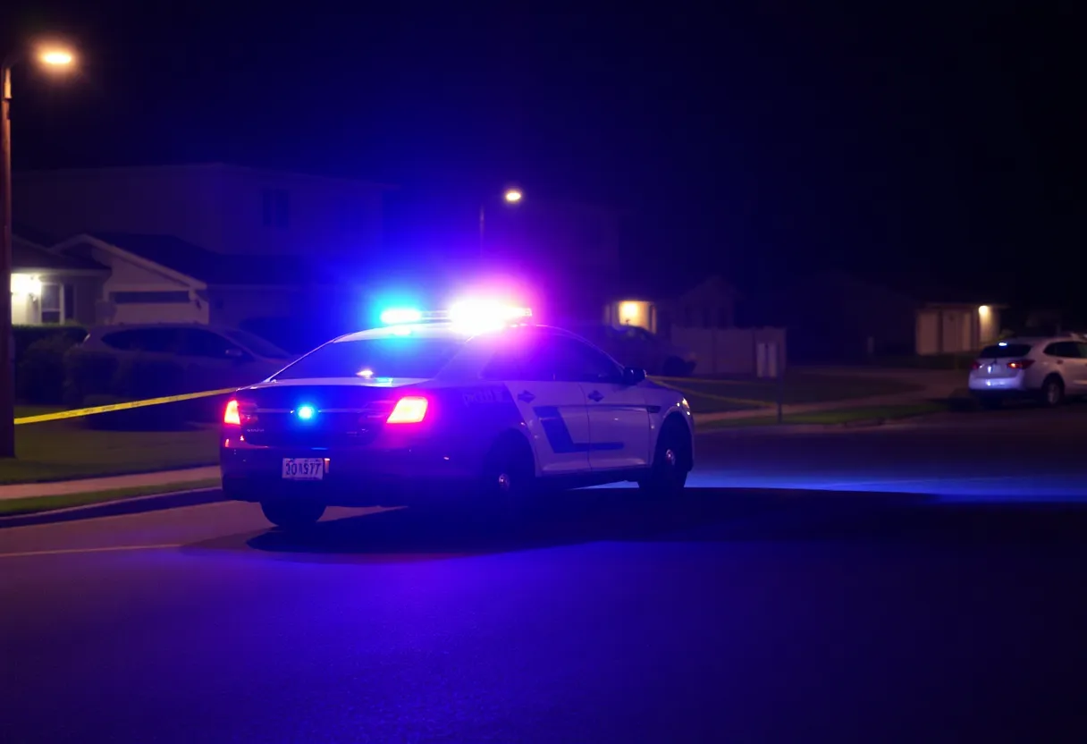 Police car at a crime scene in Lexington