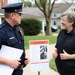 Police discussing crime alert in Lexington neighborhood