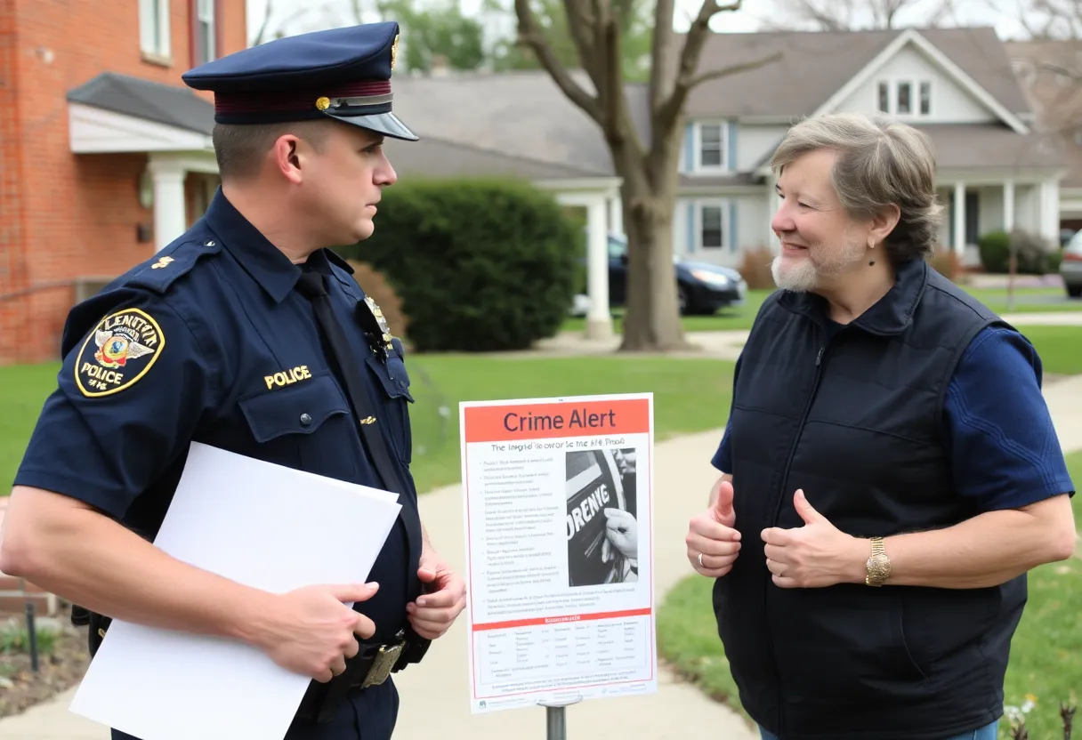 Police discussing crime alert in Lexington neighborhood