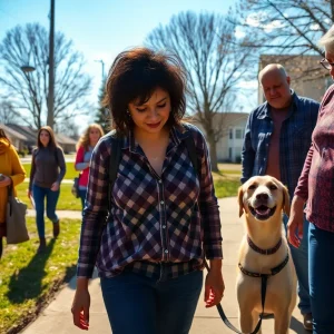A woman and community members searching for a missing dog in Lexington.