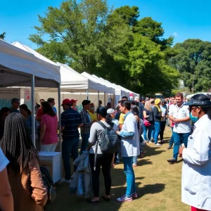 Community members participating in a free health event in Silver Grove