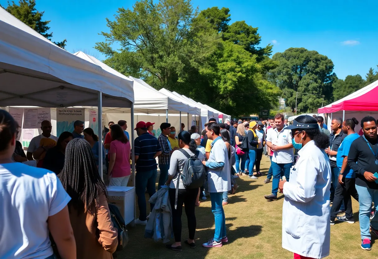 Community members participating in a free health event in Silver Grove