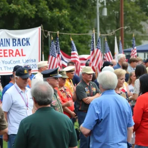 Community members celebrating veterans during the Star-Spangled Veterans Celebration.