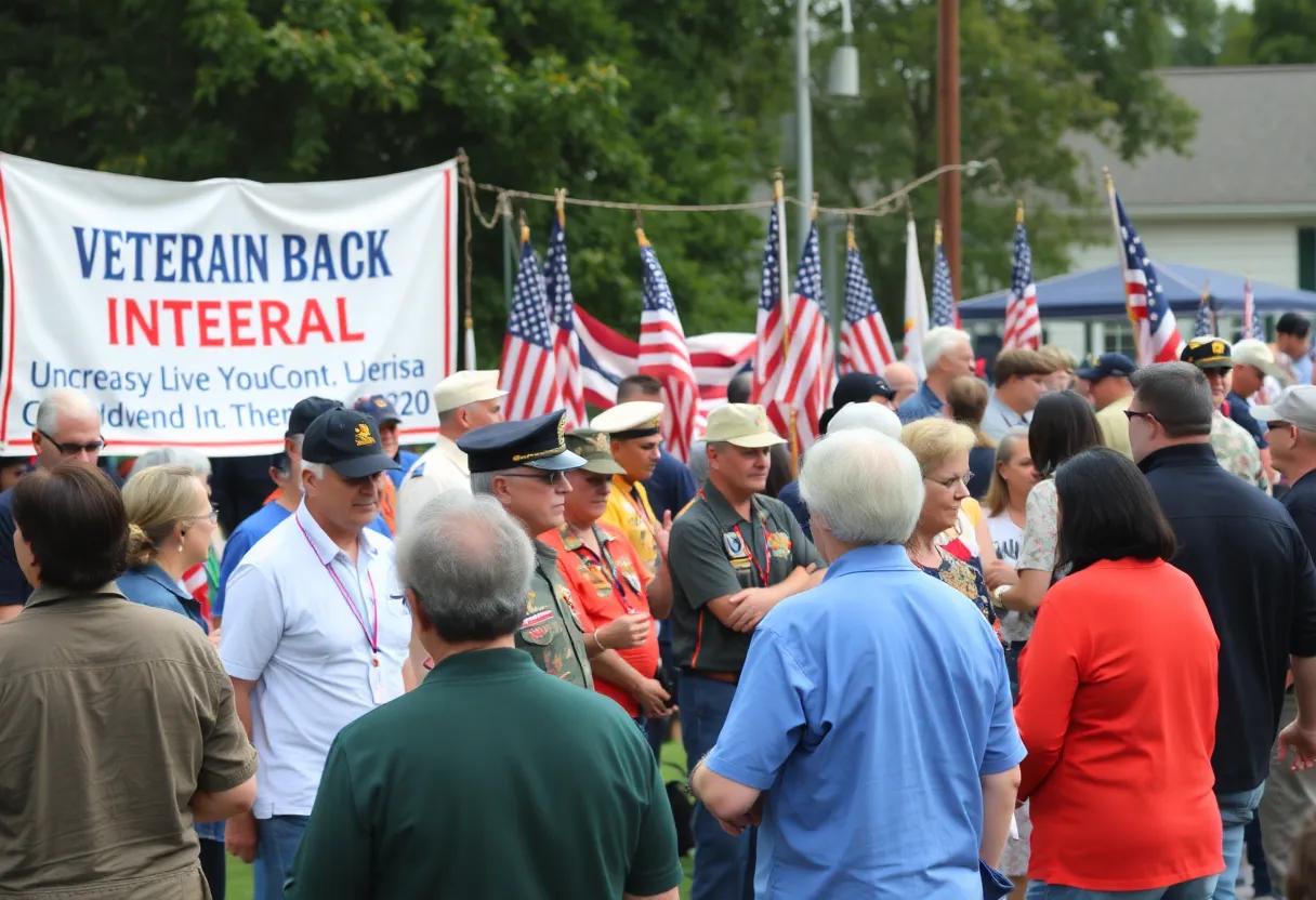 Community members celebrating veterans during the Star-Spangled Veterans Celebration.