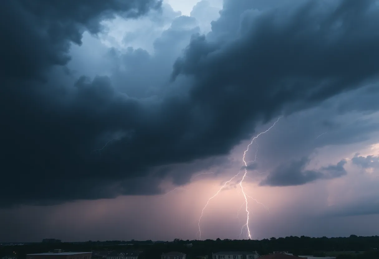 Storm clouds and lightning over Lexington Kentucky