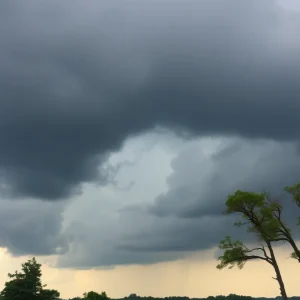 Dark clouds over Lexington highlighting the effects of wind shear