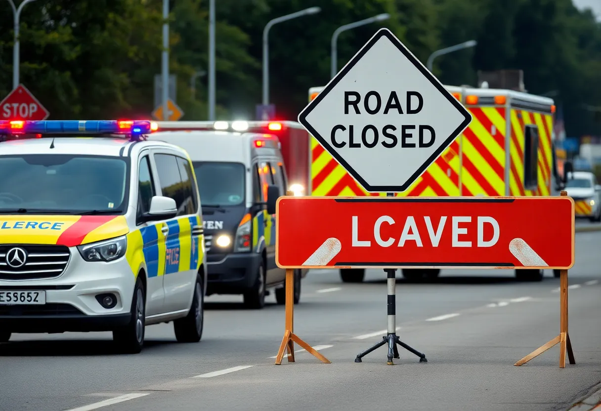 Emergency response at a traffic accident scene on New Circle Road in Lexington.