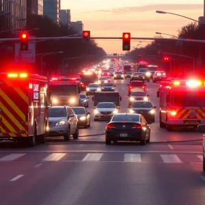 Busy intersection in Lexington following a traffic collision
