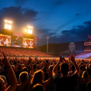 Crowd enjoying Tyler Childers concert at Kroger Field in Lexington