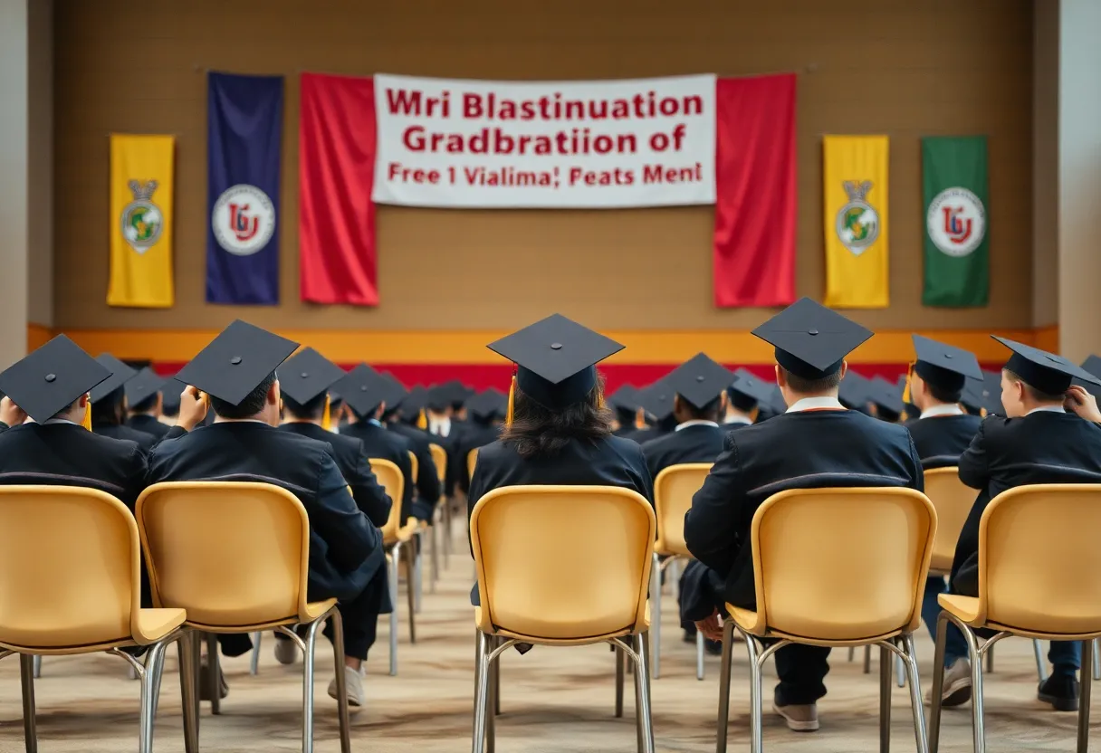 Empty graduation chairs representing cancelled minority celebrations