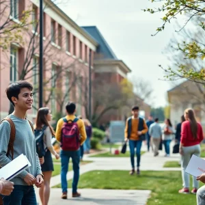 A bustling university campus symbolizing diversity and inclusion