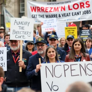 Veterans and public servants rallying in Lexington against workforce cuts