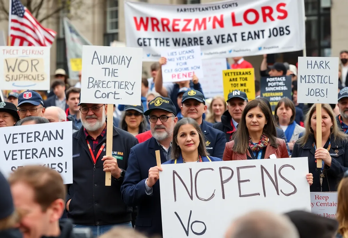 Veterans and public servants rallying in Lexington against workforce cuts