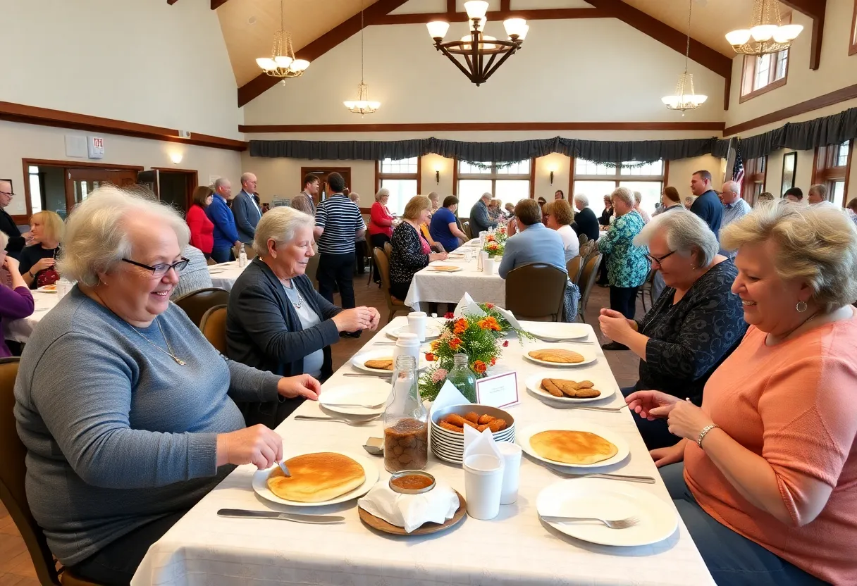 Community members enjoying breakfast at the Winchester Elks Lodge fundraiser