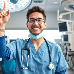 Medical professional demonstrating hope and dedication in a healthcare environment.