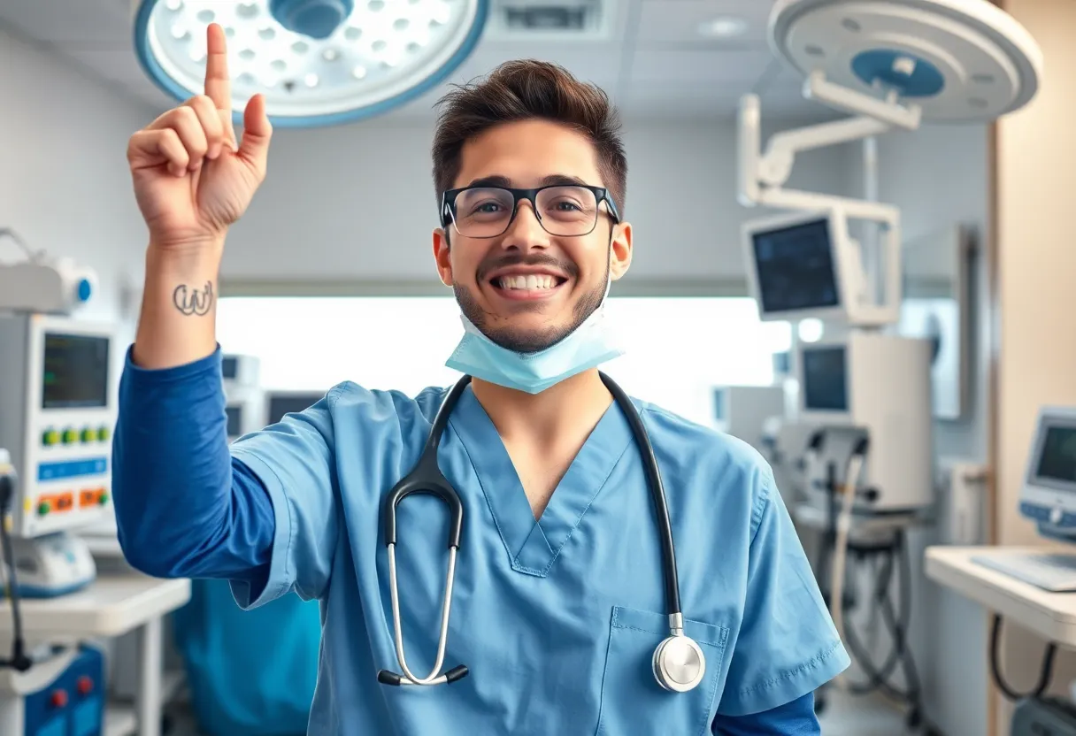 Medical professional demonstrating hope and dedication in a healthcare environment.