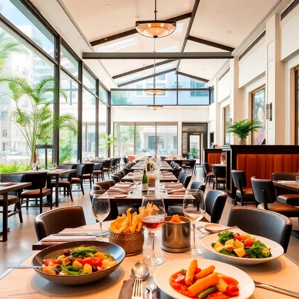 Dining area of Azur Restaurant with modern decor