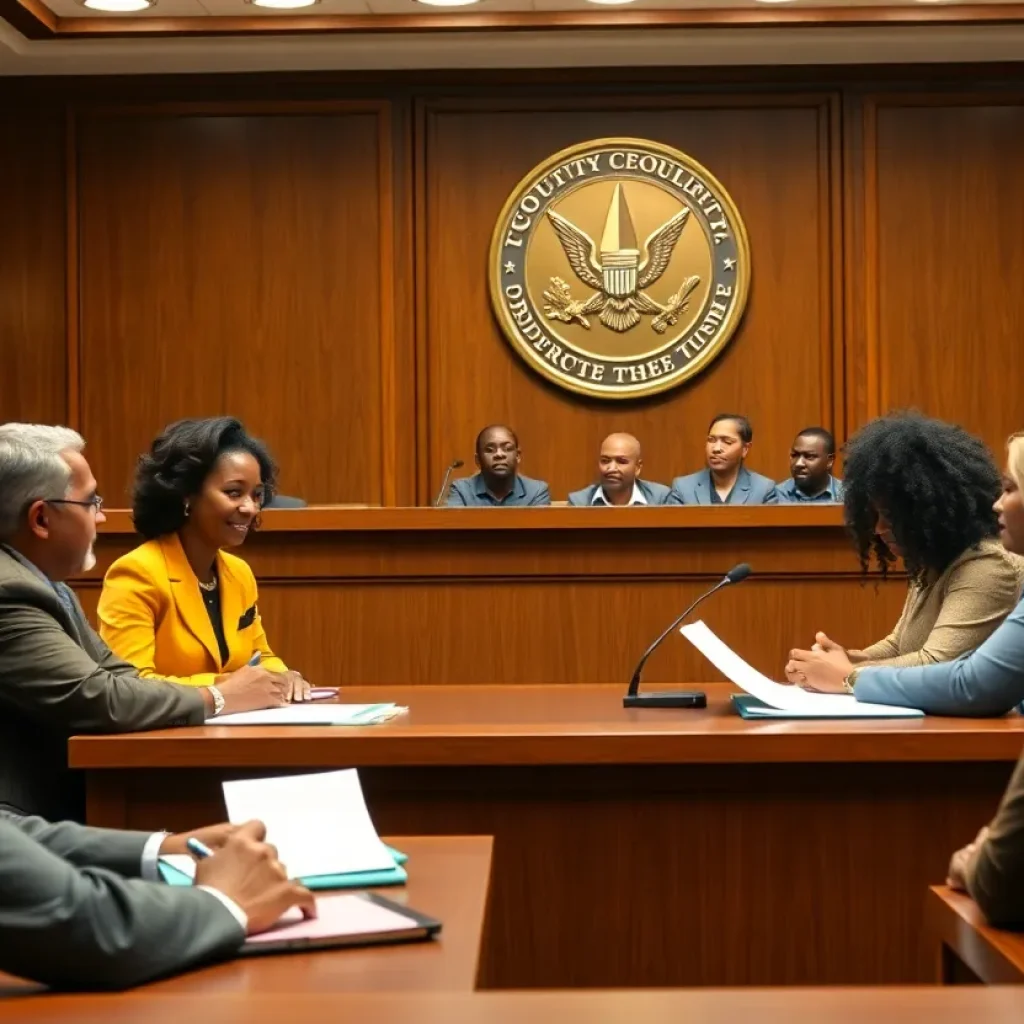 A diverse city council meeting focusing on race equity and community development.