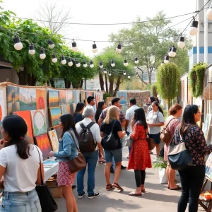 Community art event displaying local artists' works