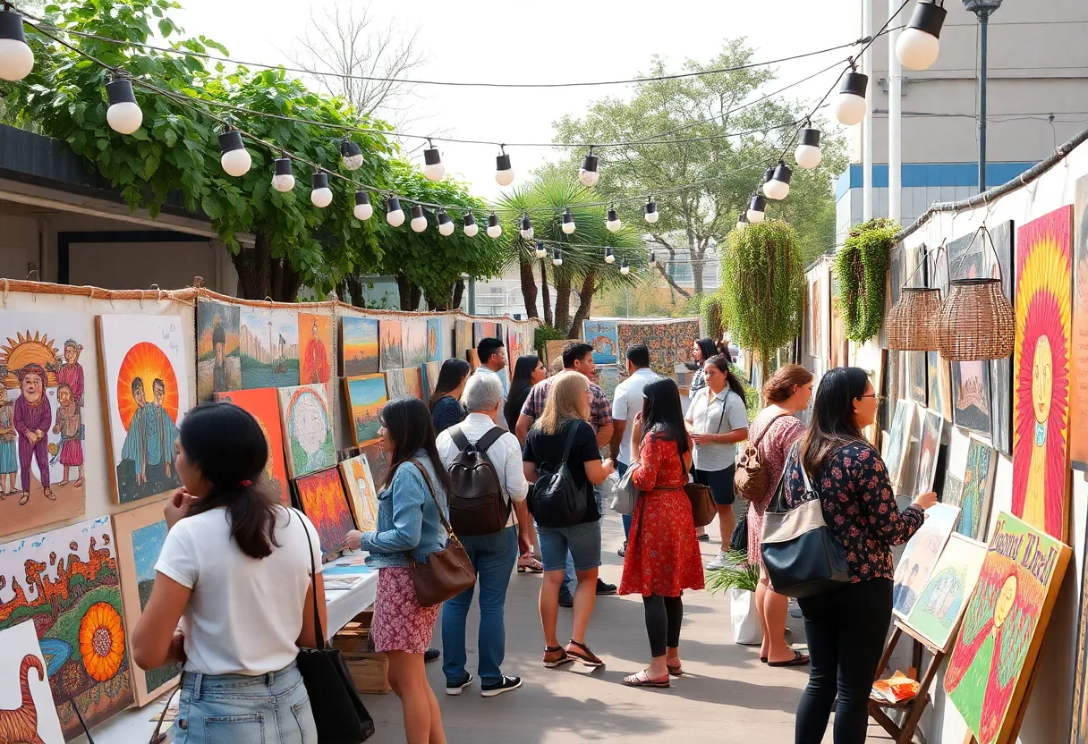 Community art event displaying local artists' works