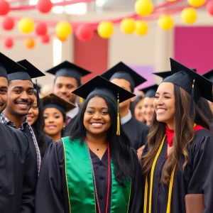 Graduates celebrating at the Community Commencement event.