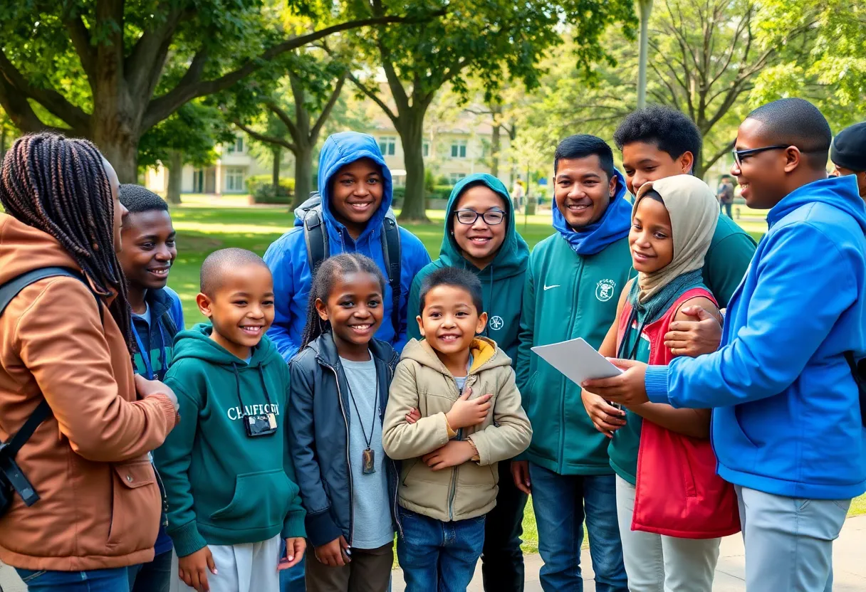 Peacekeepers engaging with local youth in Lexington park