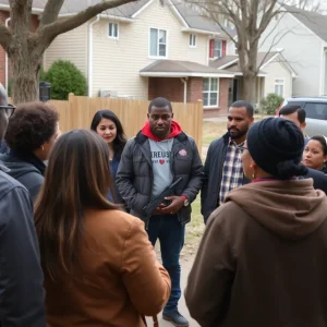 A group of community members discussing gun safety in a local gathering.