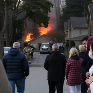 Firefighters responding to a residential fire in Lexington
