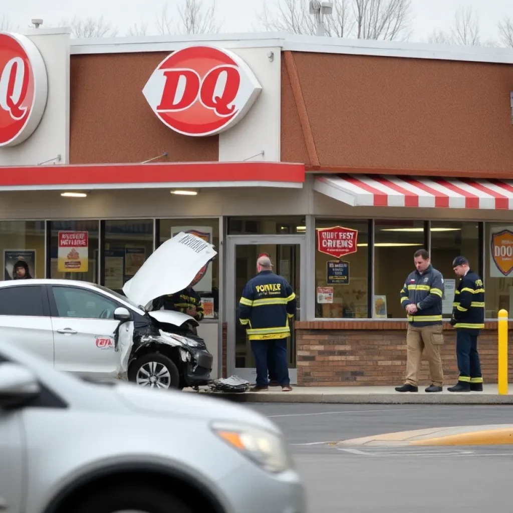 Dairy Queen restaurant damaged after a car crash in Lexington