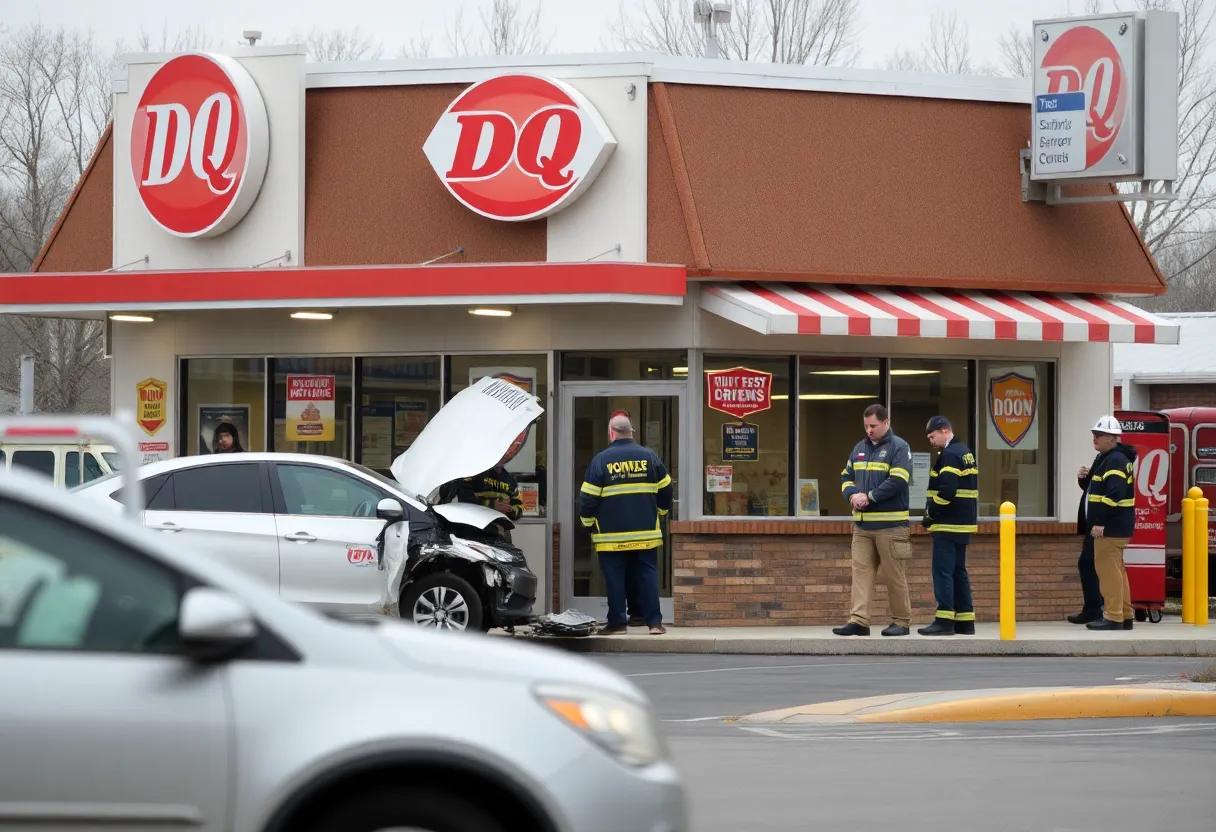 Dairy Queen restaurant damaged after a car crash in Lexington