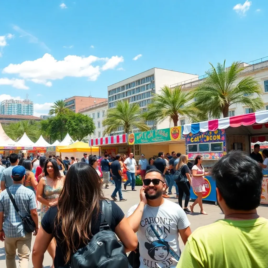 A lively festival scene at the DiverCity Festival in Lexington, featuring performances and food stalls.