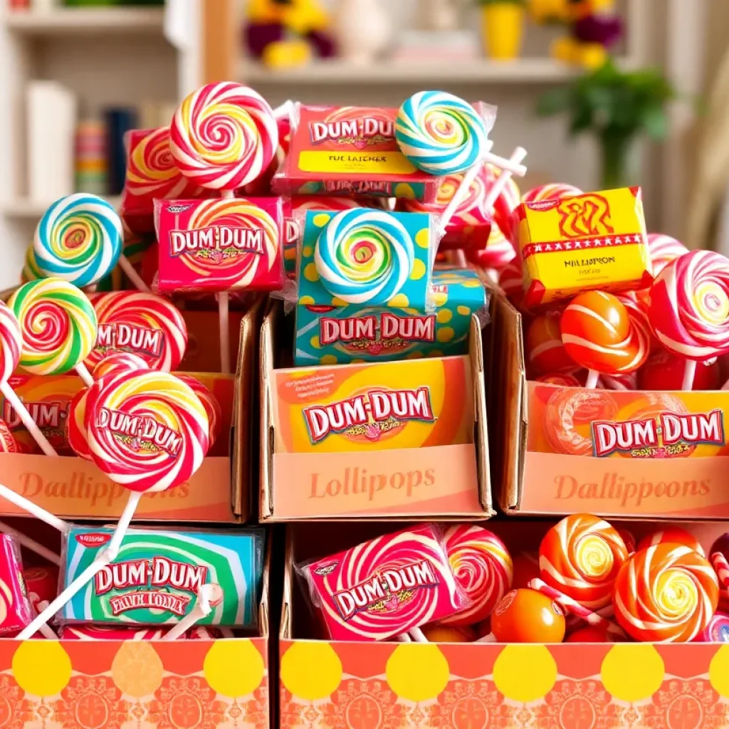 Boxes of Dum-Dum lollipops ready for delivery