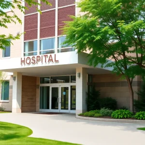 Exterior view of Georgetown Community Hospital with green landscaping