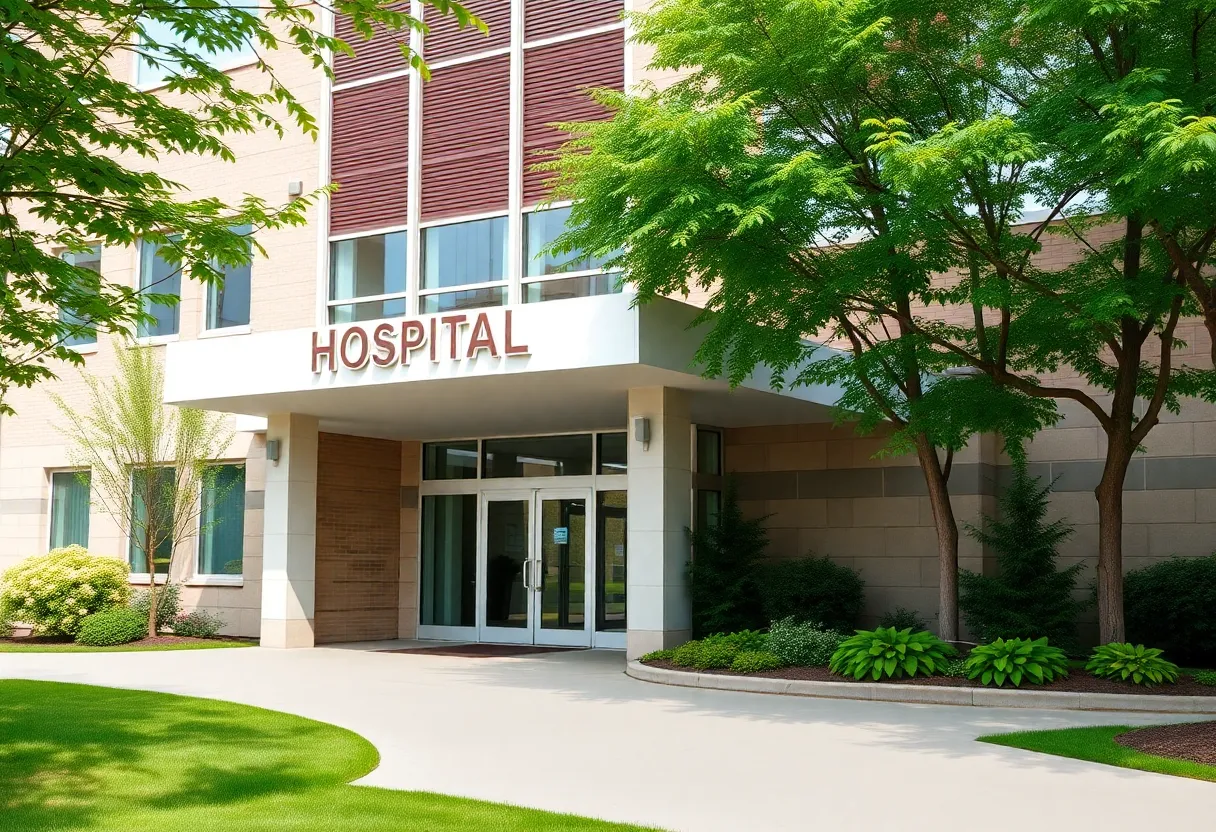 Exterior view of Georgetown Community Hospital with green landscaping