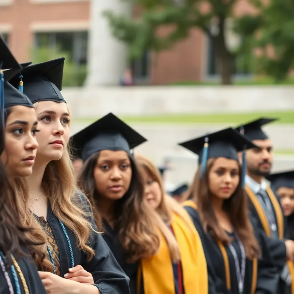 Diverse students expressing disappointment over canceled graduation ceremonies at the university