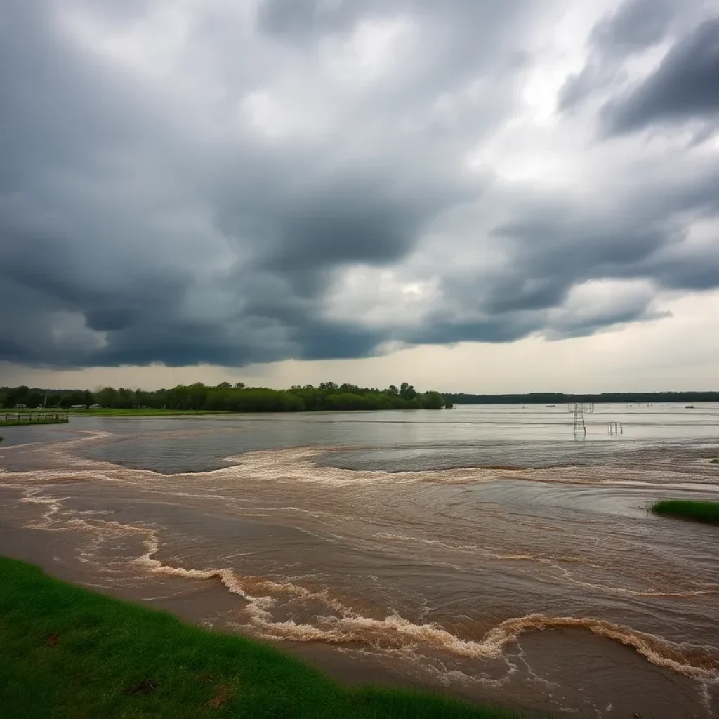 Flooded area in Kentucky during heavy rainfall