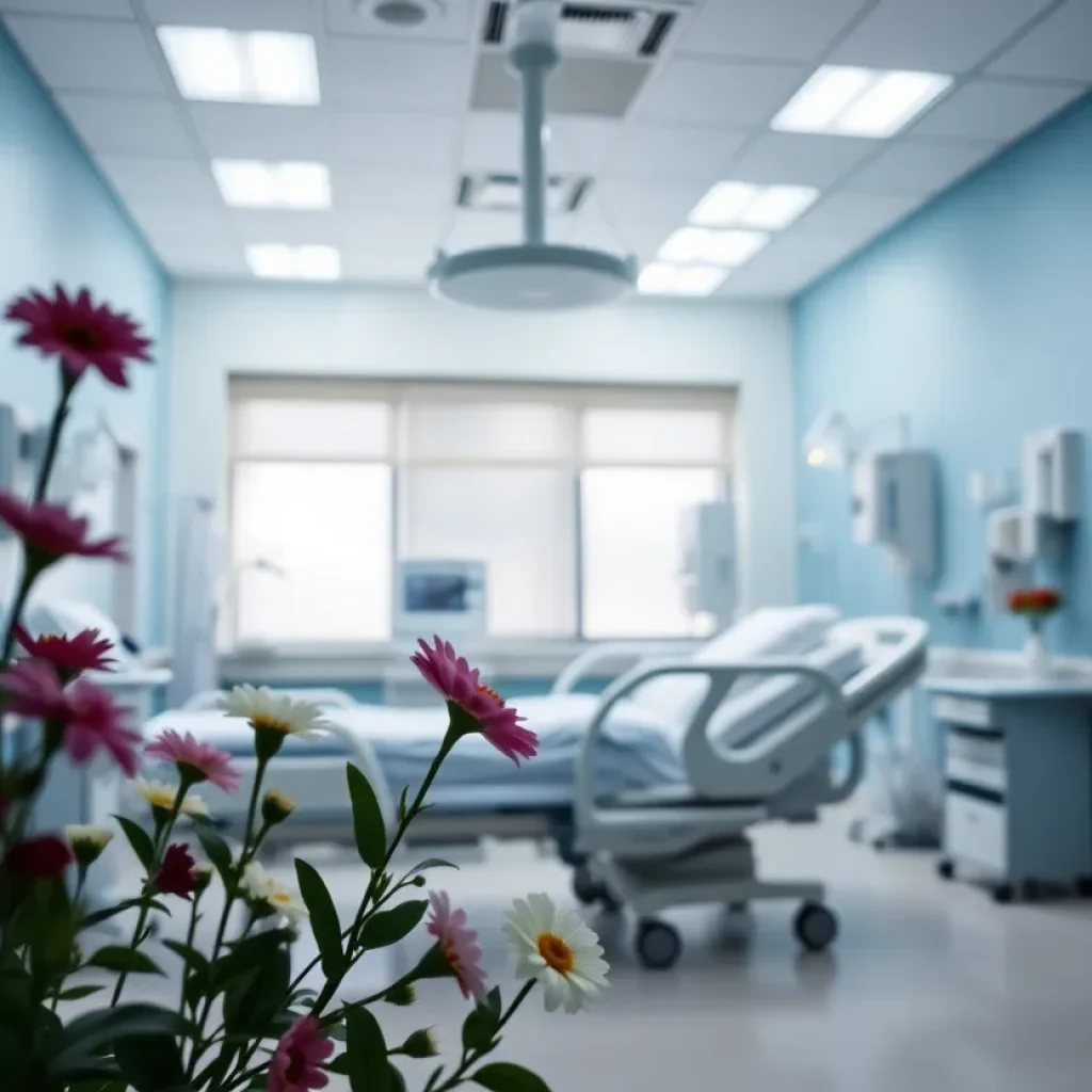 Hospital environment depicting hope and recovery for transplant patients.