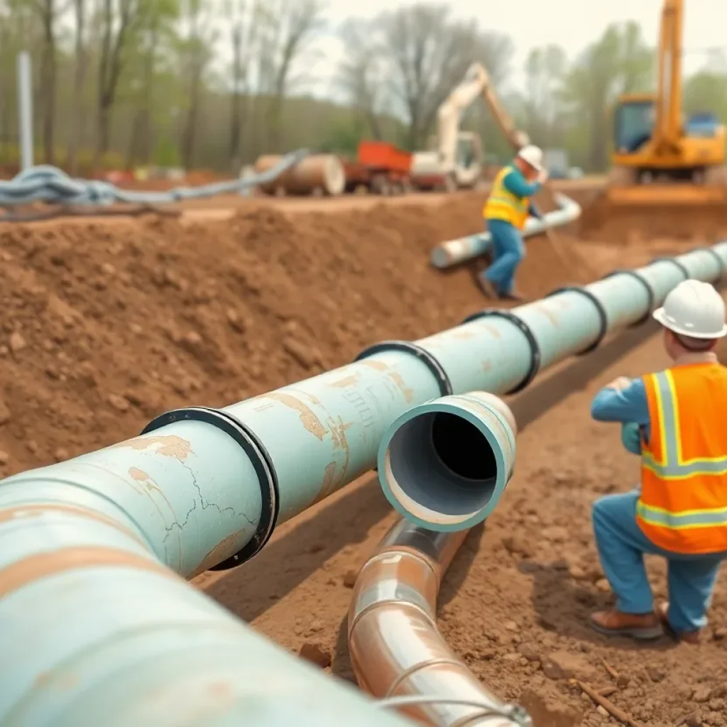 Workers replacing water pipes at Kentucky American Water